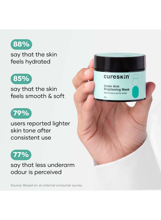 Cureskin Under Arm Brightening Cream Mask with Lactic Acid, Glycolic Acid & Malic Acid | Dark Underarms & Hyperpigmentation | Under Arm Dark Removing Cream, 50 g (Pack of 1) - Image 4